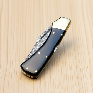 Custom Handmade Damascus Folding Knife | Black Handle hunting Knife Unique Gift for Father or Husband