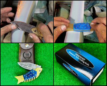 Personalized Damascus Steel Pocket Knife – Engraved Hunting & Camping Knife, Perfect Gift for Him, Groomsmen, or Boyfriend.