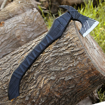 Hand-Forged Viking Axe | High Carbon Steel Blade with Black Wrapped Handle | Custom Gift for Him.