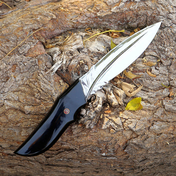 13" Handmade High Carbon Steel Hunting knife, Black Resin Handle with Pouch, Hunting EDC Camping knife.