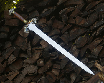 Handmade Viking Sword with Horse-Head Guard & Wooden Handle | Medieval Decorative Collectible | Unique Birthday & Anniversary Gift for Him