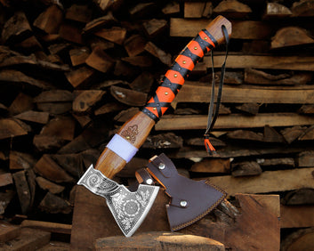 Medieval Viking Axe | High Carbon Steel Blade with Custom Handle Wrap | Unique Gift for Him | Collector’s Display Axe with Pouch.